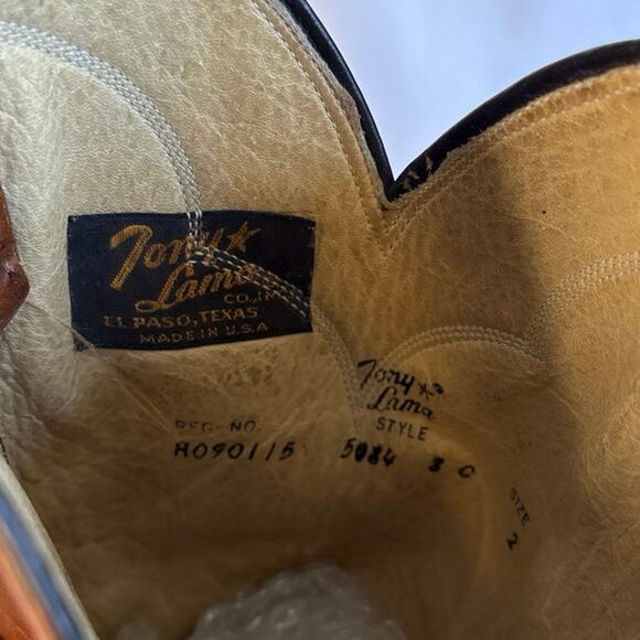 Vintage Tony Lama Cowboy Boots Men's 9C Brown Leather Western Style 5084 - Picture 8 of 13